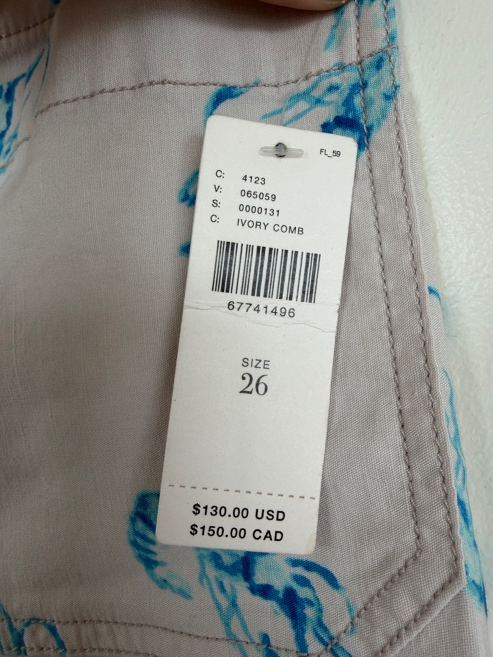 Maeve Light Gray Cropped Wide-Leg Pants with Blue Crab Motif - Picture 2 of 2